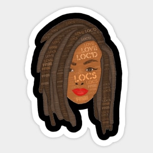 Brown Locs Drawing Words in Hair Sticker